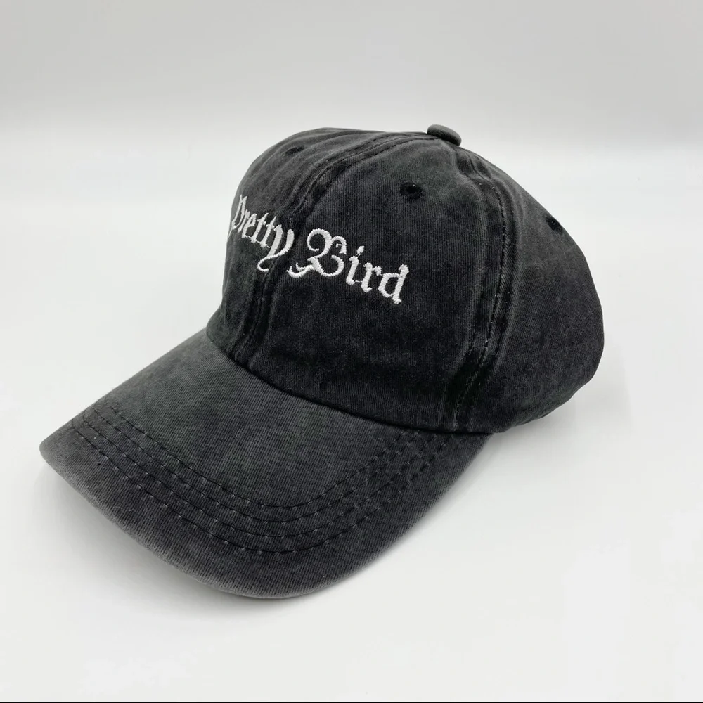 Pretty Bird Grey Stone Washed Cotton Twill Cap - Picture 13 of 13